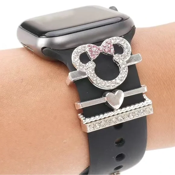 NEW IN PACKAGE! Disney 5pc Apple Watch Charms Minnie Mouse Silver - Picture 1 of 2
